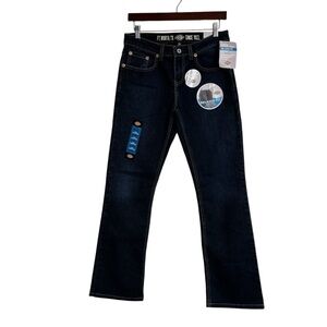 Dickies Women’s Dark Wash Denim Jeans 4R Boot Cut Mid Rise Relaxed Fit Stretch